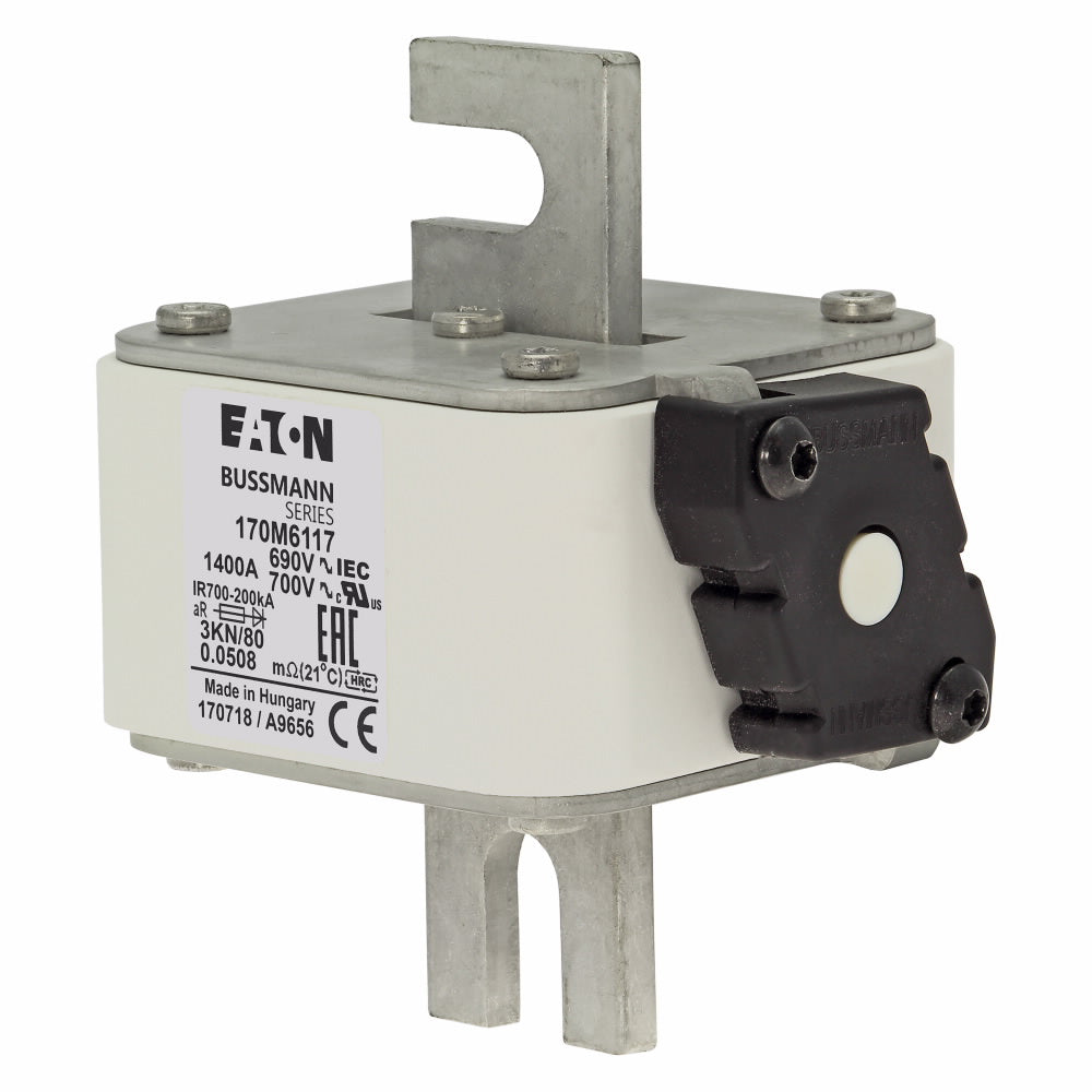 Fuse size 3,690 Vac (IEC), 700 Vac (UL),1400A fuse