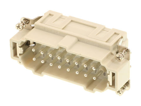 936010261 GWconnect Push-in Terminal Insert, Male, 16-Pole, 16A, Numbered 1-16, Silver (Ag) Plated Contacts, Size 16B «77x27»