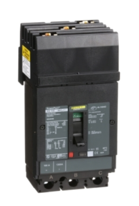 HDA36100 Circuit breaker, PowerPacT H, 100A, 3 pole, 600VAC, 14kA, I-Line, thermal magnetic, 80%, ABC
