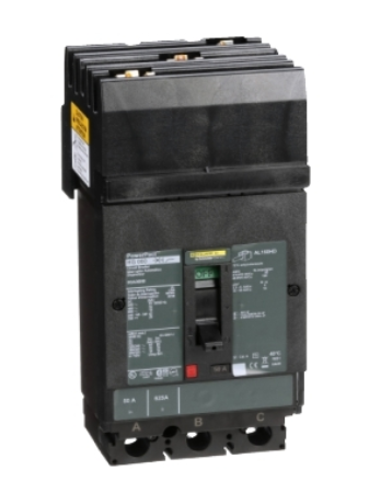 HGA36050 Circuit breaker, PowerPacT H, 50A, 3 pole, 600VAC, 18kA, I-Line, thermal magnetic, 80%, ABC