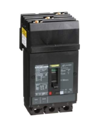 HJA36100 Circuit breaker, PowerPacT H, 100A, 3 pole, 600VAC, 25kA, I-Line, thermal magnetic, 80%, ABC