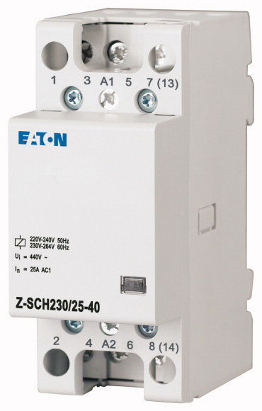 Installation contactor, 230VAC/50Hz, 4N/O, 25A, 2HP