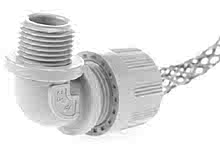 5531M MAX-LOC Strain Relief Cord-Sealing Grip, 1/2" NPT, 90° Angle Male, Cable Diameter 11.10-12.70mm (.437-.500"), Stainless Steel
