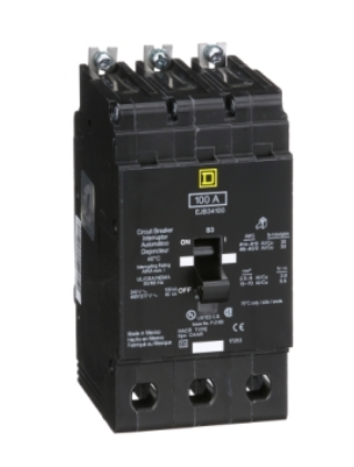 EJB34100 Mini circuit breaker, E-Frame, 100A, 3 pole, 480Y/277VAC, 100kA max, bolt on [TAA]
