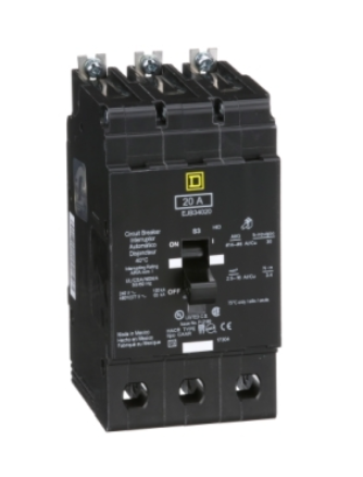 EJB34020 Mini circuit breaker, E-Frame, 20A, 3 pole, 480Y/277VAC, 100kA max, bolt on [TAA]